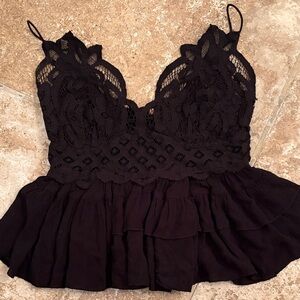 Free People Black Lace Tank Top
